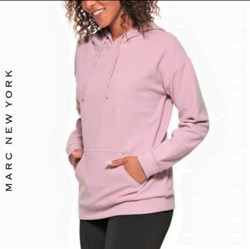 Marc New York Women's Cozy Kangaroo Pocket Hooded Sweatshirt Mauve Size …